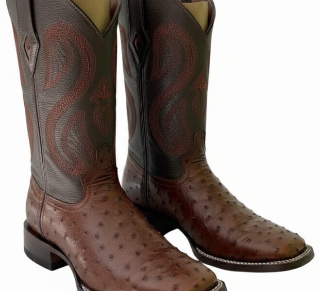 Bota Bulldog de Avestruz Vino