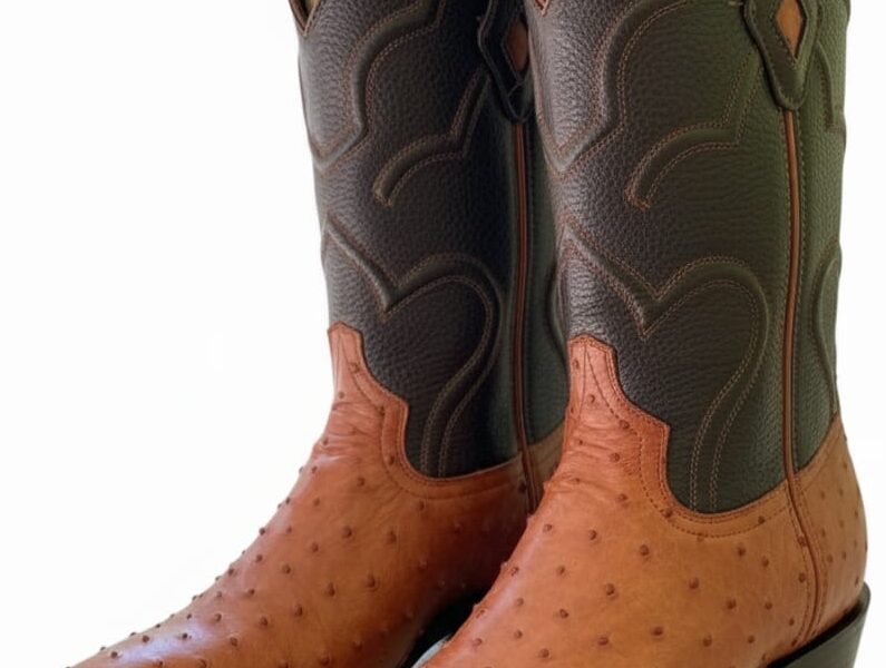 Bota Oval de Avestruz Cognac