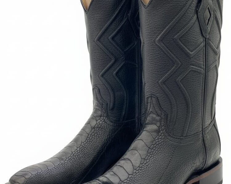 Bota Bulldog de Pata de Avestruz Negro